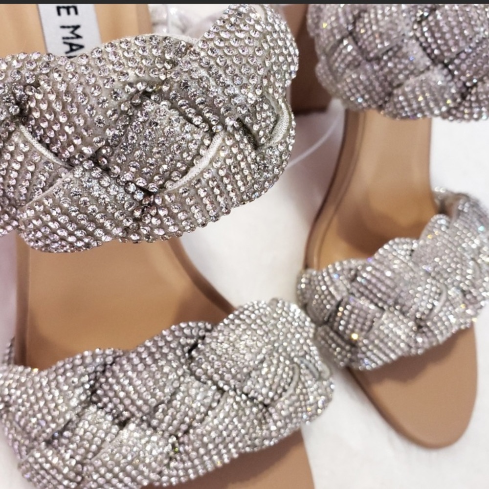 Steve Madden Rhinestone Braided Block Sandals - Picture 5 of 15